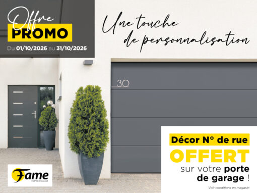OFFRE PROMO : Décor “numéro de rue” OFFERT sur votre porte de garage !